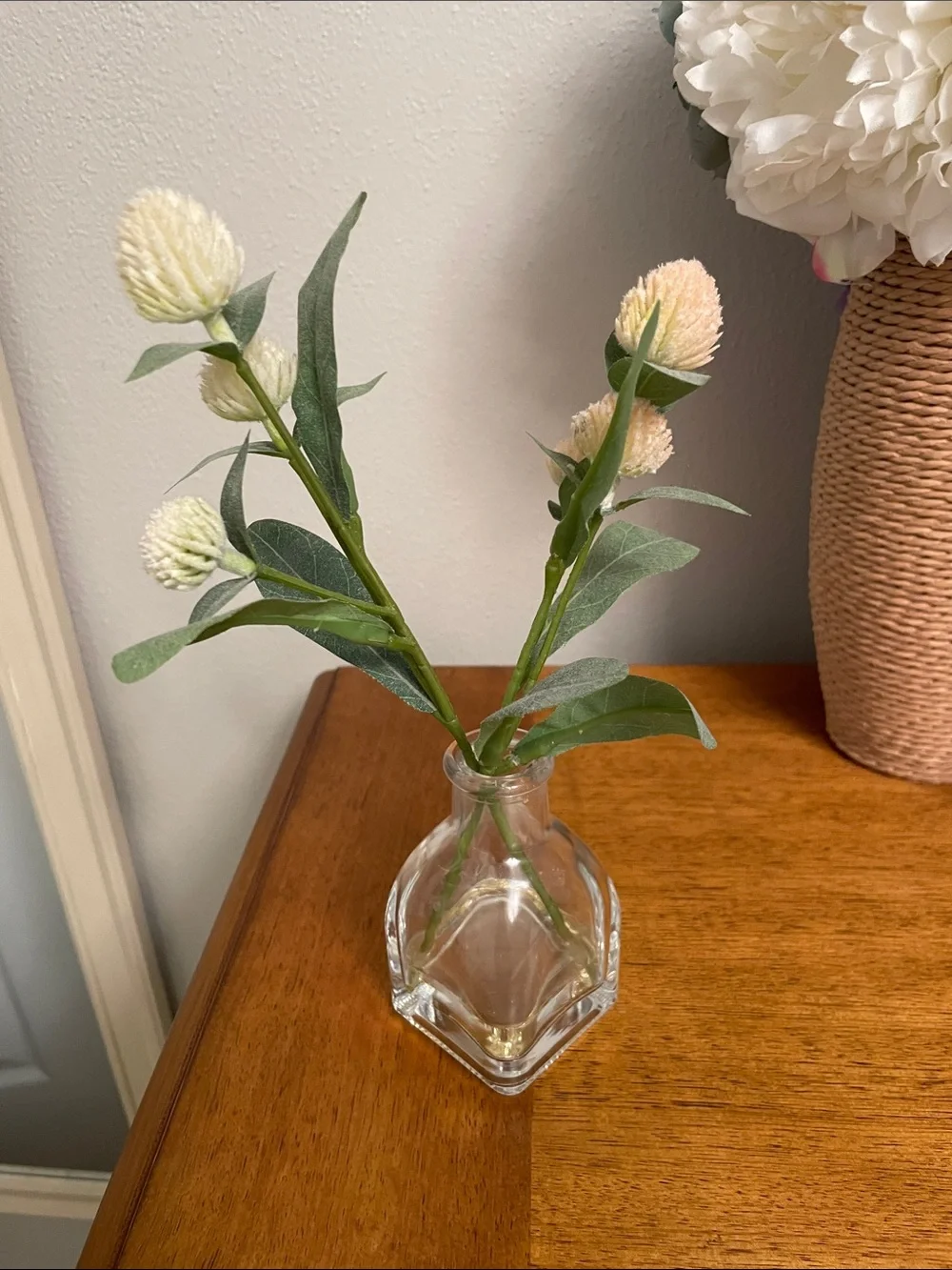 Hearth & Hand with Magnolia Faux Thistle Arrangement in Glass Vase with Resin